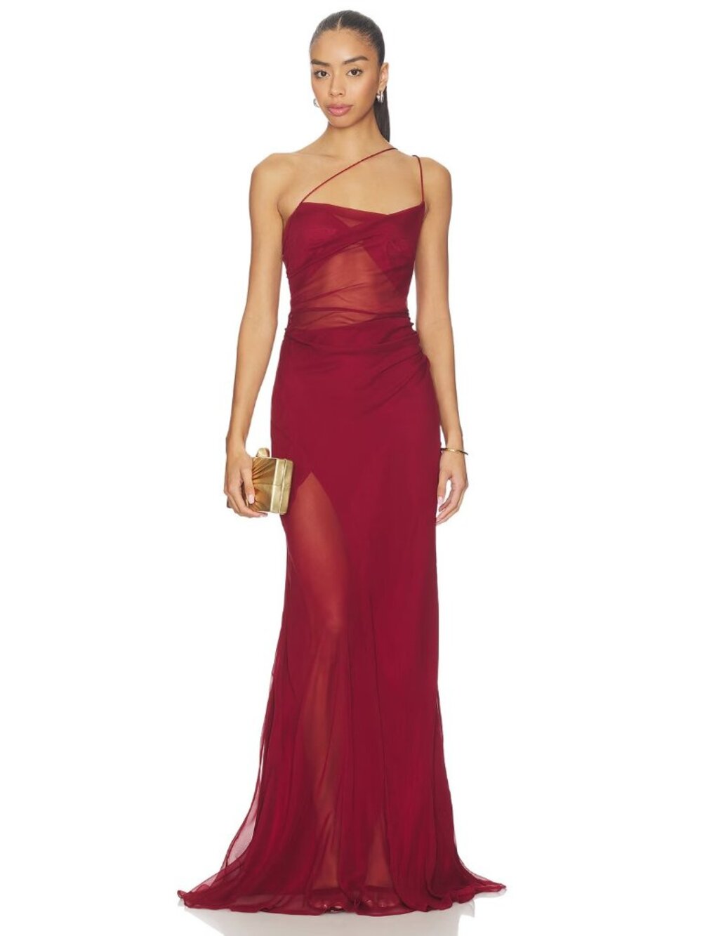 The Sei Strappy Diaphanous Gown in Brick Red
